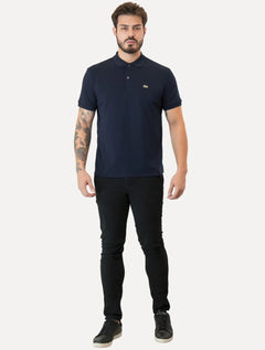 Polo Lacoste Masculina Malha Regular Fit Light Pima Cotton Azul Marinho