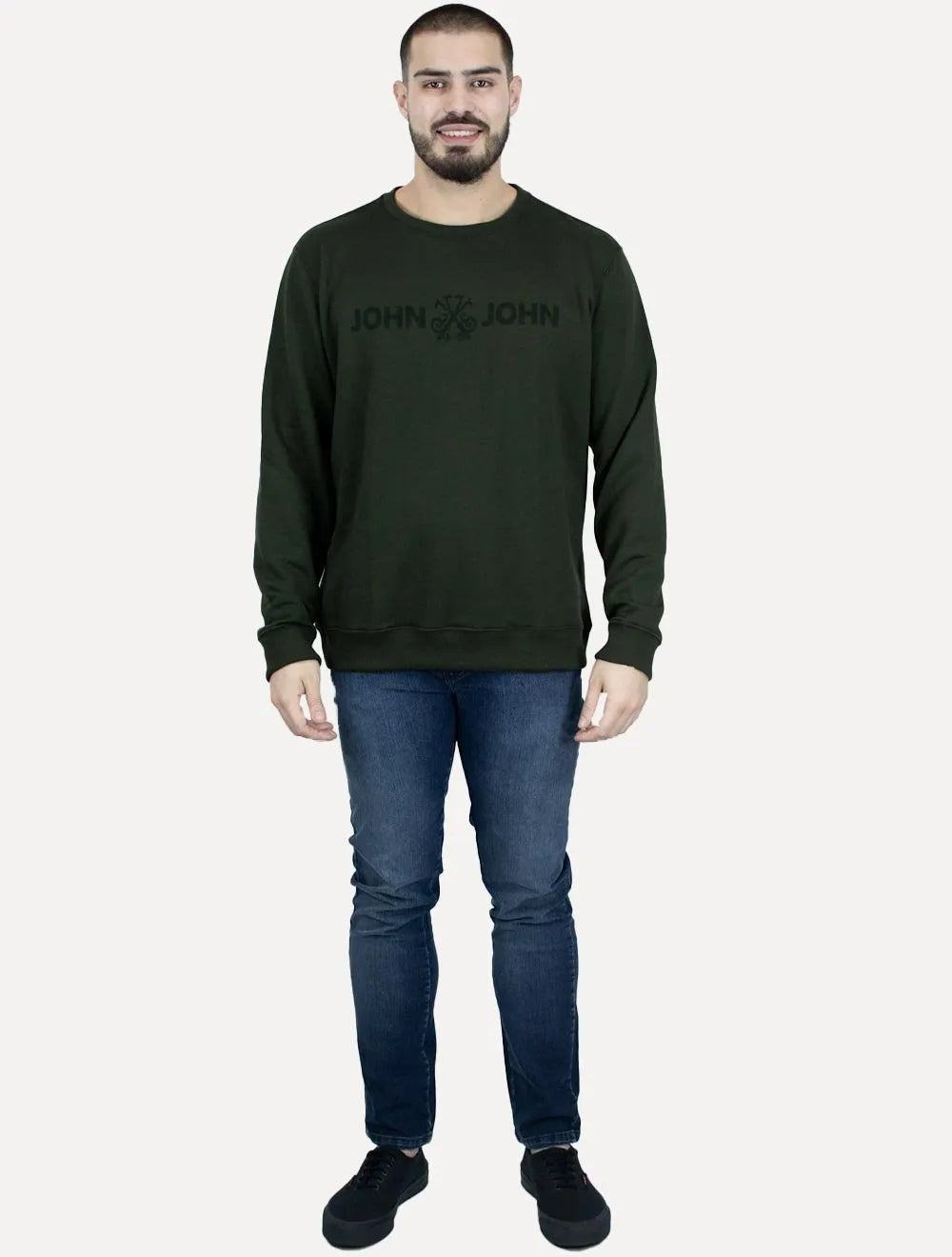 Moletom John John Masculino New Basic Logo Rusty Verde Escuro
