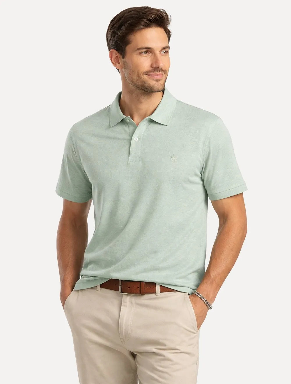 Polo Dudalina Masculina Malha Cotton Linho Verde Médio