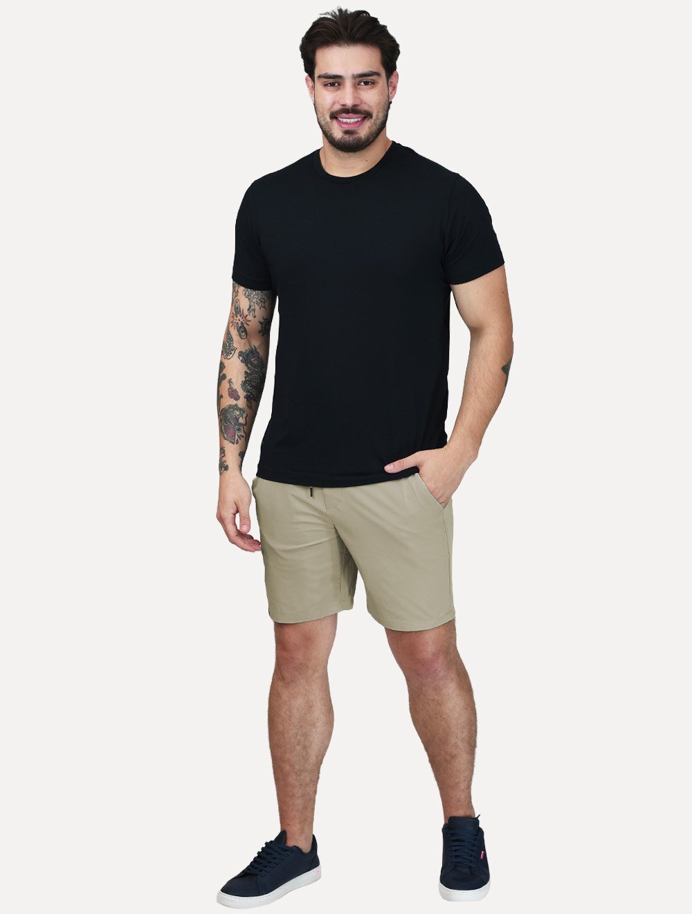 Short Dixen Maculino Tactel Meio Elástico Cáqui