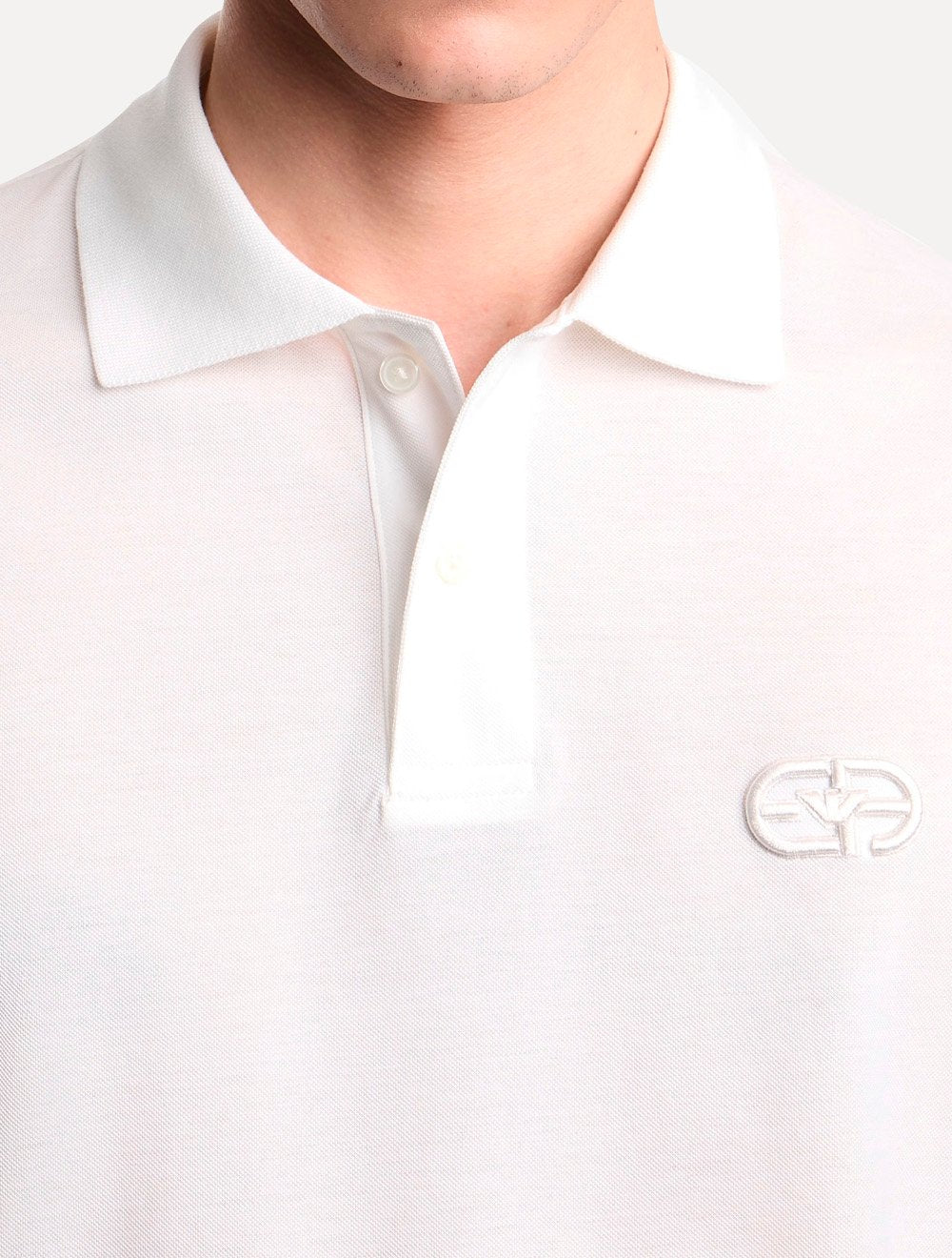Camisa Polo Empório Armani Masculina Embossed EA Logo Embroidery Off-White
