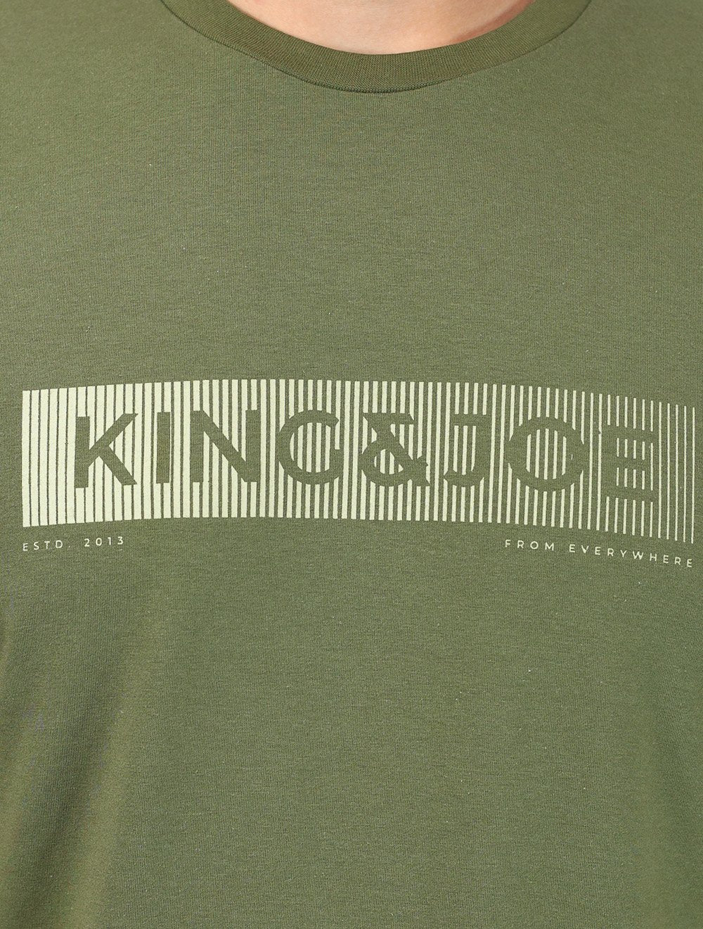 Camiseta King & Joe Masculina Premium Cotton Flex Block Stripe Verde