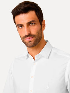 Camisa Dudalina Masculina Comfort Tricoline Lisa Branca