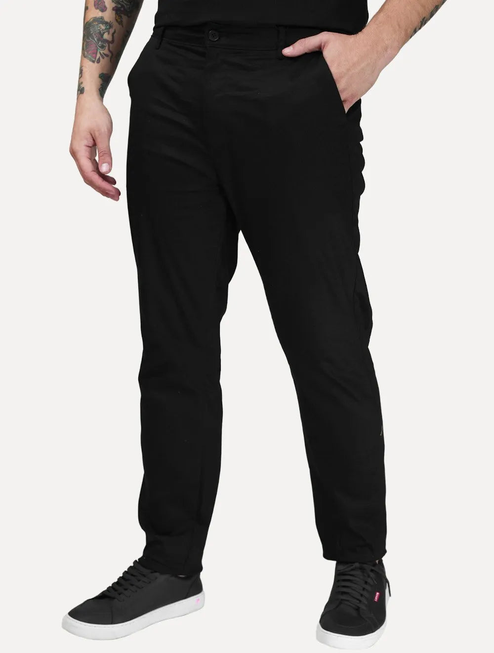 Calça K&J Black Masculina Alfaiataria Cetim Comfort Flex Preto