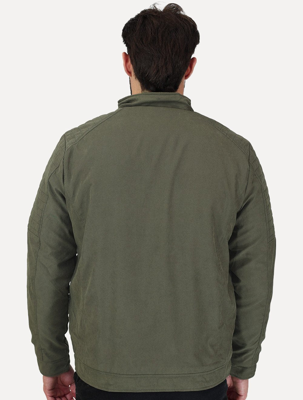 Jaqueta Dixen Masculina Sarja Forrada Zíper Frontal Pesponto nas Mangas Verde Militar