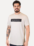 Camiseta Armani Exchange Masculina Regular Silk AX Frontal Logo Cáqui Claro