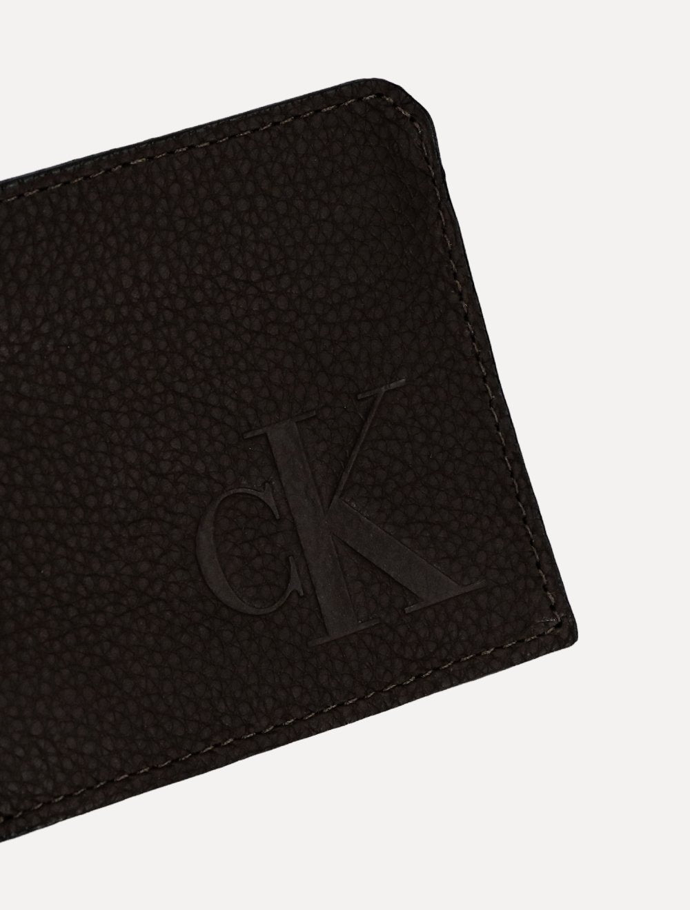 Carteira Calvin Klein Jeans Couro CKJ Queima Logo Marrom Café