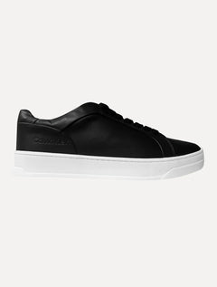 Tênis Calvin Klein Masculino Couro Casual Confort Black Logo Preto
