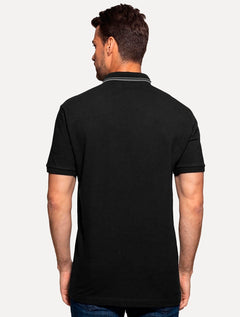 Polo Guess Masculina Piquet Silk Peito Frisos Gola Preta