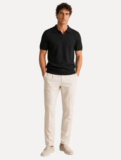 Polo Dixen Masculina Tricot Viscose Texturizada Manga Curta Preto