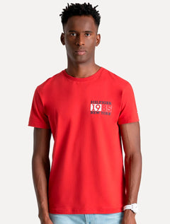 Camiseta Tommy Hilfiger Masculina New York Flag Logo Vermelha