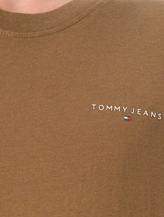 Camiseta Tommy Jeans Masculina Slim Linear Chest Marrom