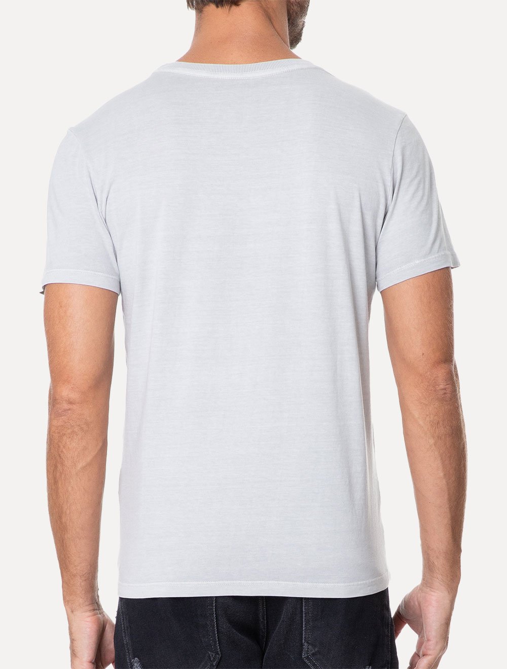 Camiseta Ellus Masculina Cotton Washed Origin. Script Cinza