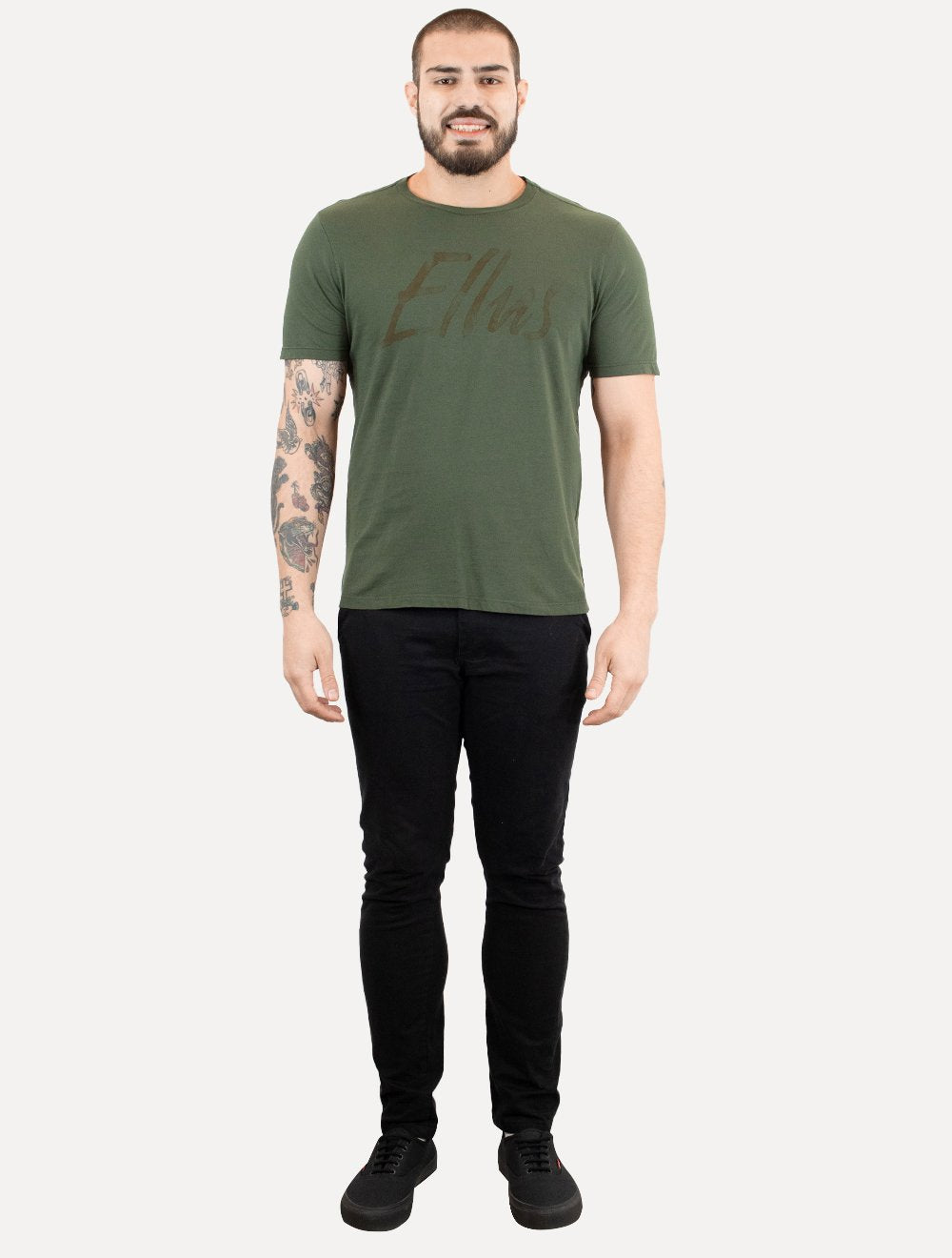 Camiseta Ellus Masculina Maxi Logo Classic Brush Verde Floresta