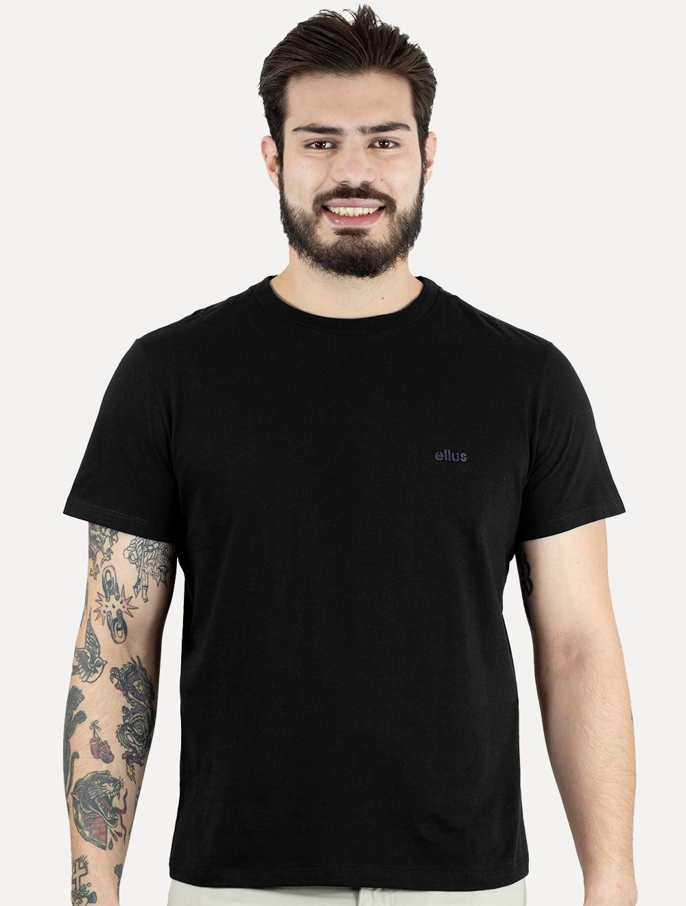 Camiseta Ellus Masculina Cotton Fine Duocolor Classic Preta