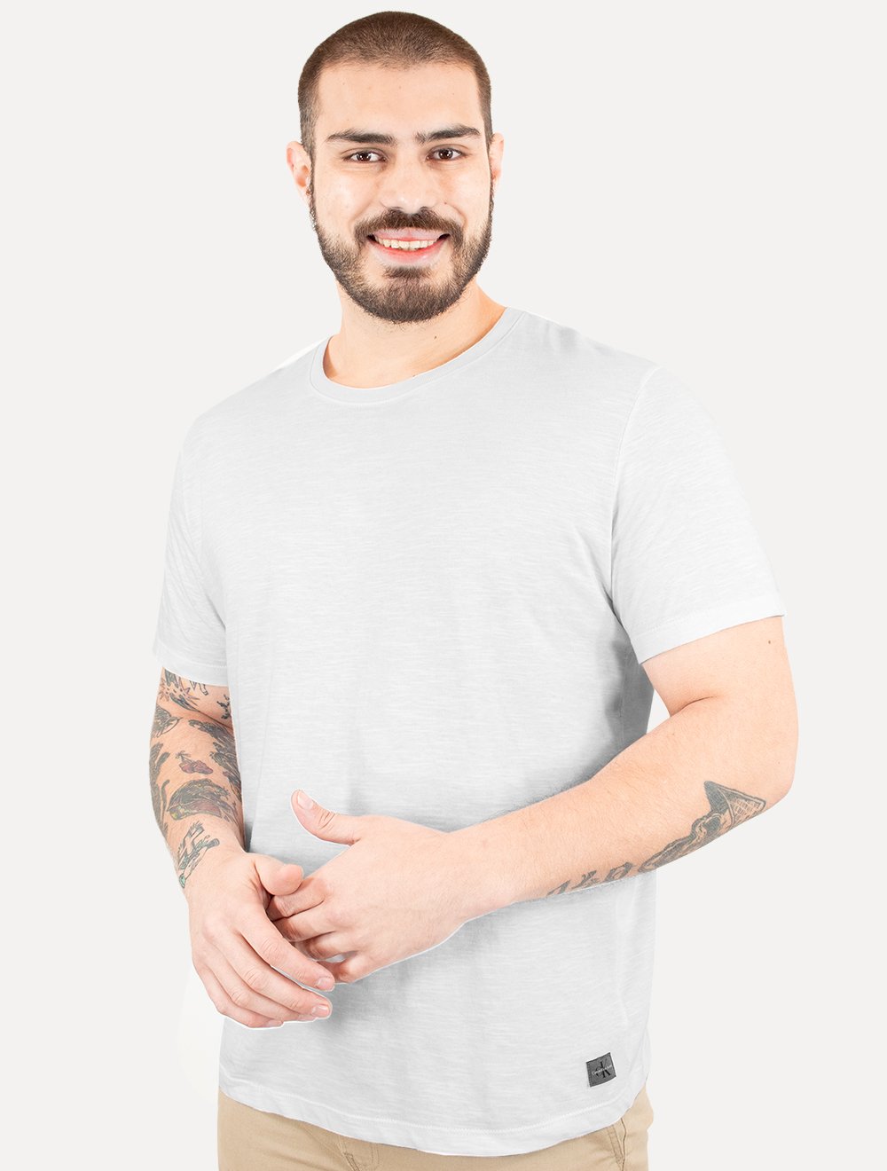 Camiseta Calvin Klein Jeans Masculina Flamê Etiqueta Branca