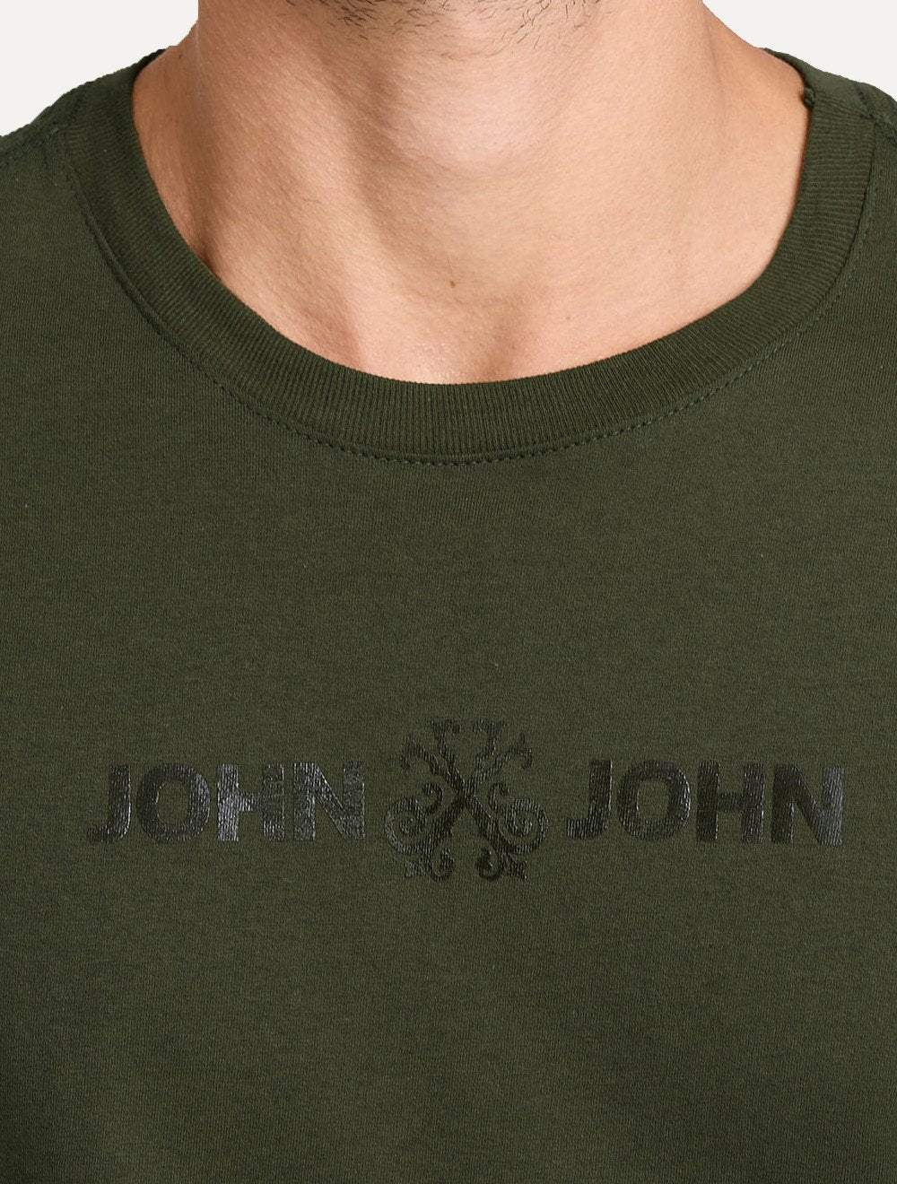 Camiseta John John Masculina Regular Fit Basic Logo Flat Verde Militar