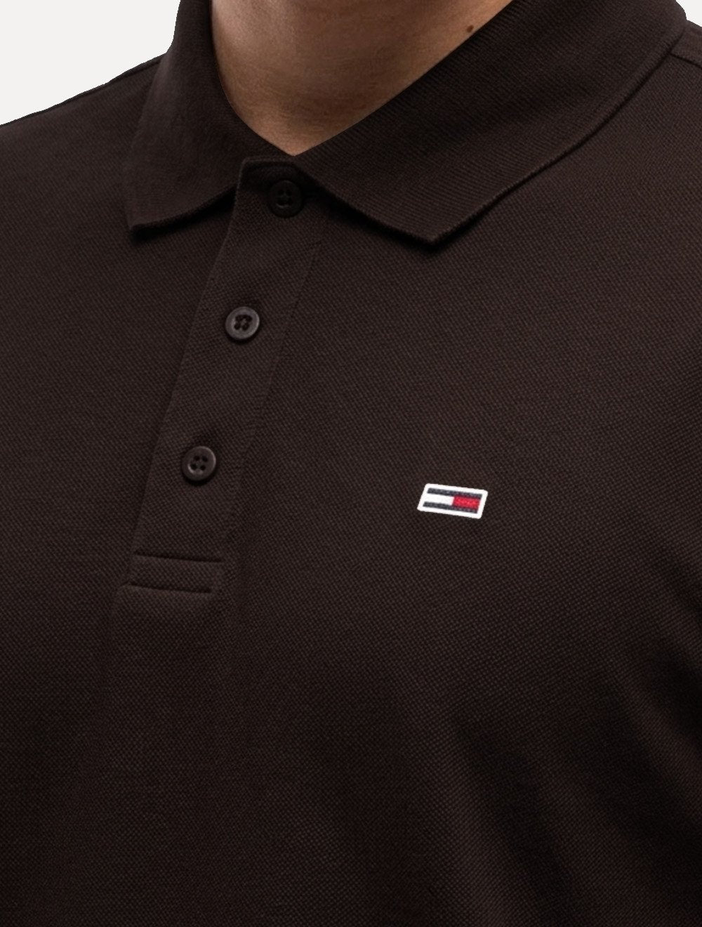 Polo Tommy Hilfiger Masculina Piquet Regular Placket Marrom Escuro