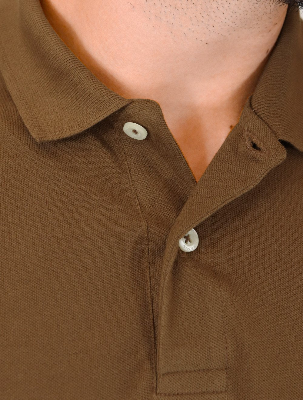 Polo Aramis Masculina Basic Piquet Mono Marrom Médio