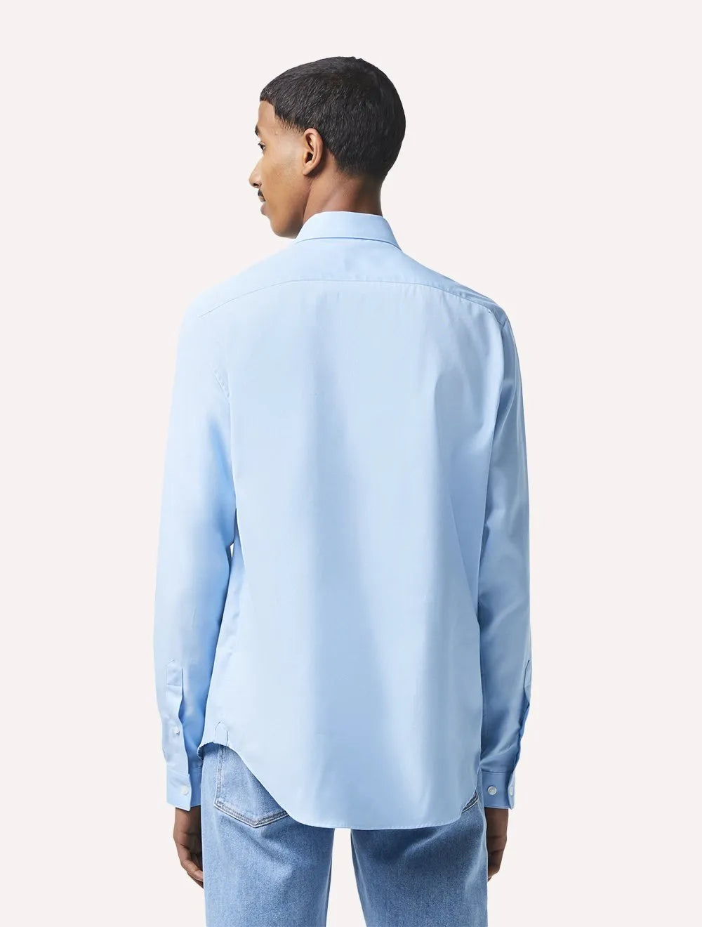 Camisa Lacoste Masculina Regular Poplin Cotton Pocket Mono Azul Claro