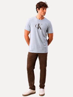 Camiseta Calvin Klein Jeans Masculina New Re Issue Frontal Azul Claro