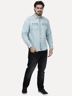 Camisa Jeans Levis Masculina Barstow Western Azul Claro