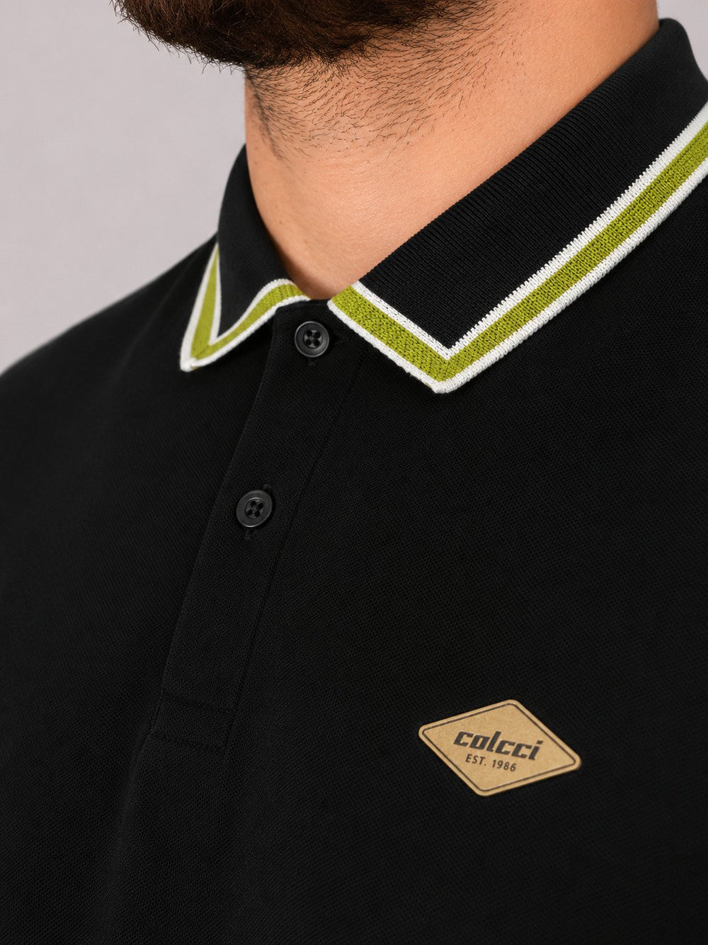 Polo Colcci Masculina Regular Piquet Rubber Logo Preto