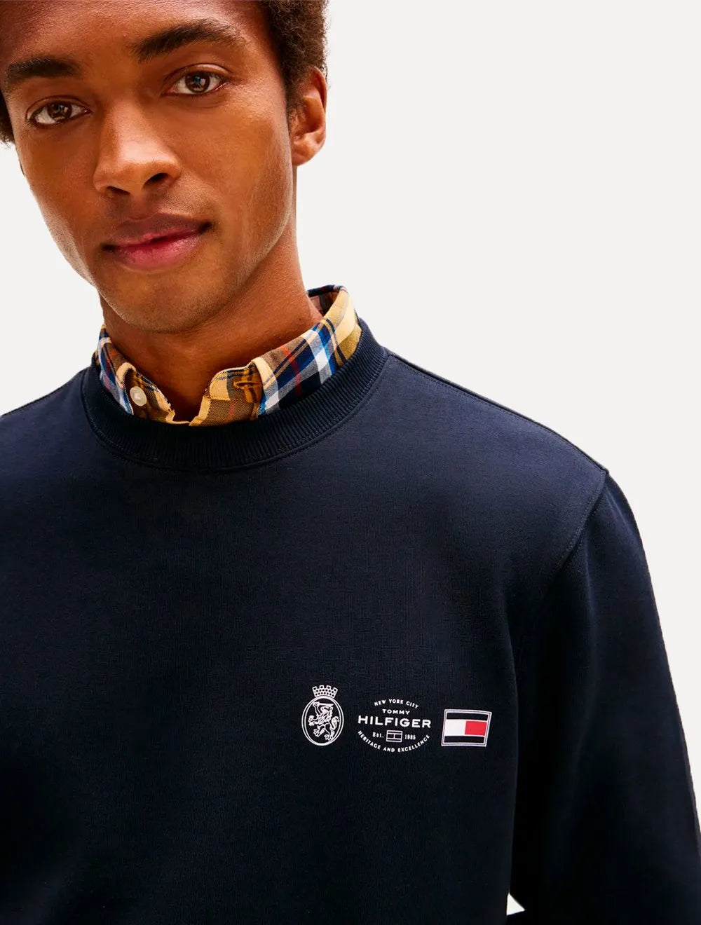 Moletom Tommy Hilfiger Masculino Treble Logos Azul Marinho