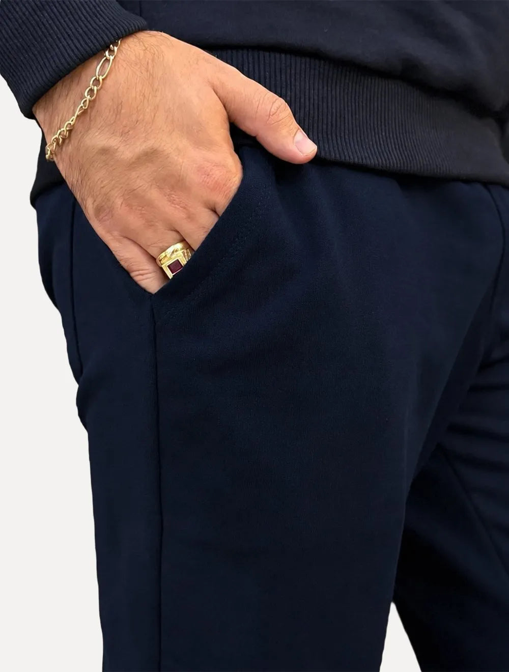 Calça King & Joe Masculina Moletom Comfort Azul Marinho