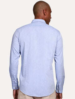 Camisa Aramis Masculina Slim Algodão Willis Azul Mescla