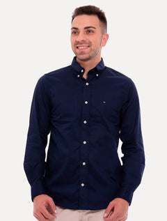 Camisa Tommy Hilfiger Masculina Regular Fit Classic Collar Azul Marinho
