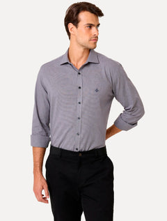 Camisa Dudalina Masculina Comfort Fit Superfine Cotton Beveled Cinza Escuro