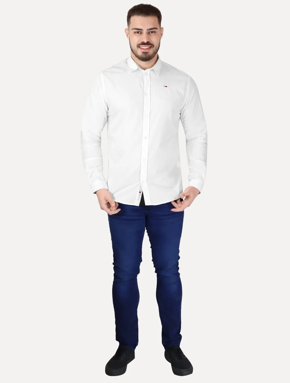 Camisa Tommy Jeans Masculina Regular Entry Poplin Branca