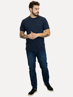 Camiseta Tommy Jeans Masculina Regular C-Neck Flag Azul Marinho