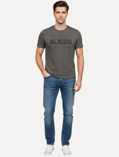 Camiseta Guess Masculina Classic Logo Vazado Cinza
