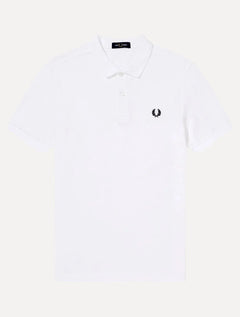 Polo Fred Perry Masculina Regular Piquet Plain Navy Logo Branca