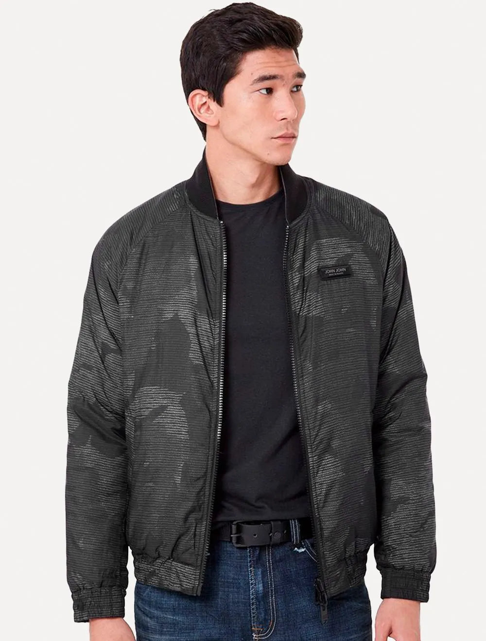 Jaqueta John John Masculina Reta Double Liam Logo Cinza