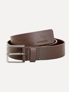 Cinto King & Joe Masculino Couro Logo Queima Marrom