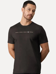 Camiseta Calvin Klein Jeans Masculina Meia Malha Logo Flow Marrom Escuro
