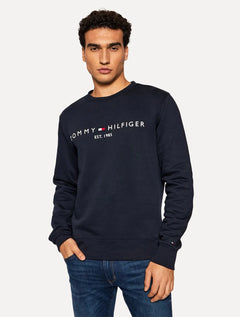 Moletom Tommy Hilfiger Masculino Fleece Logo Crewneck Azul Marinho