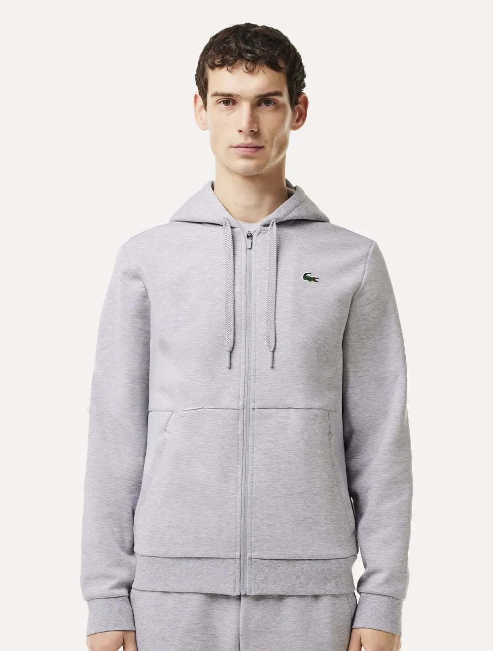 Moletom Lacoste Masculino Sport Mesh Panels Hoodie Cinza Mescla