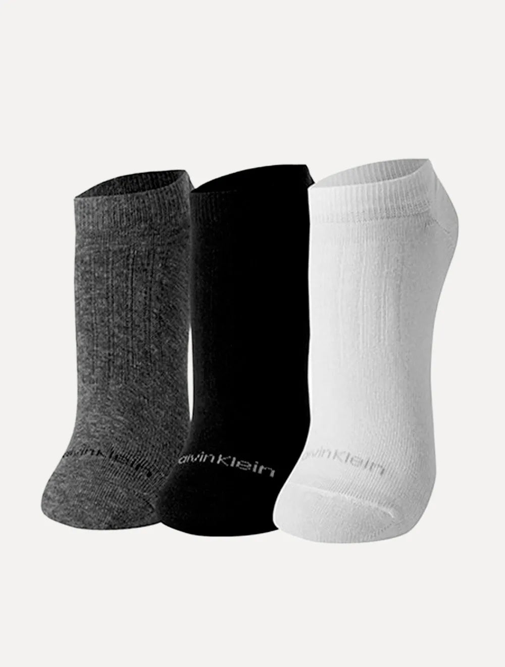 Meia Calvin Klein Invisível Preta/Branca/Grafite Kit 3 Pares