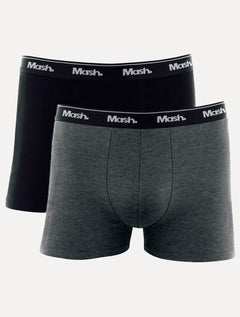 Cueca Mash Boxer Cotton Basic Preta/ Grafite Mescla Pack 2UN