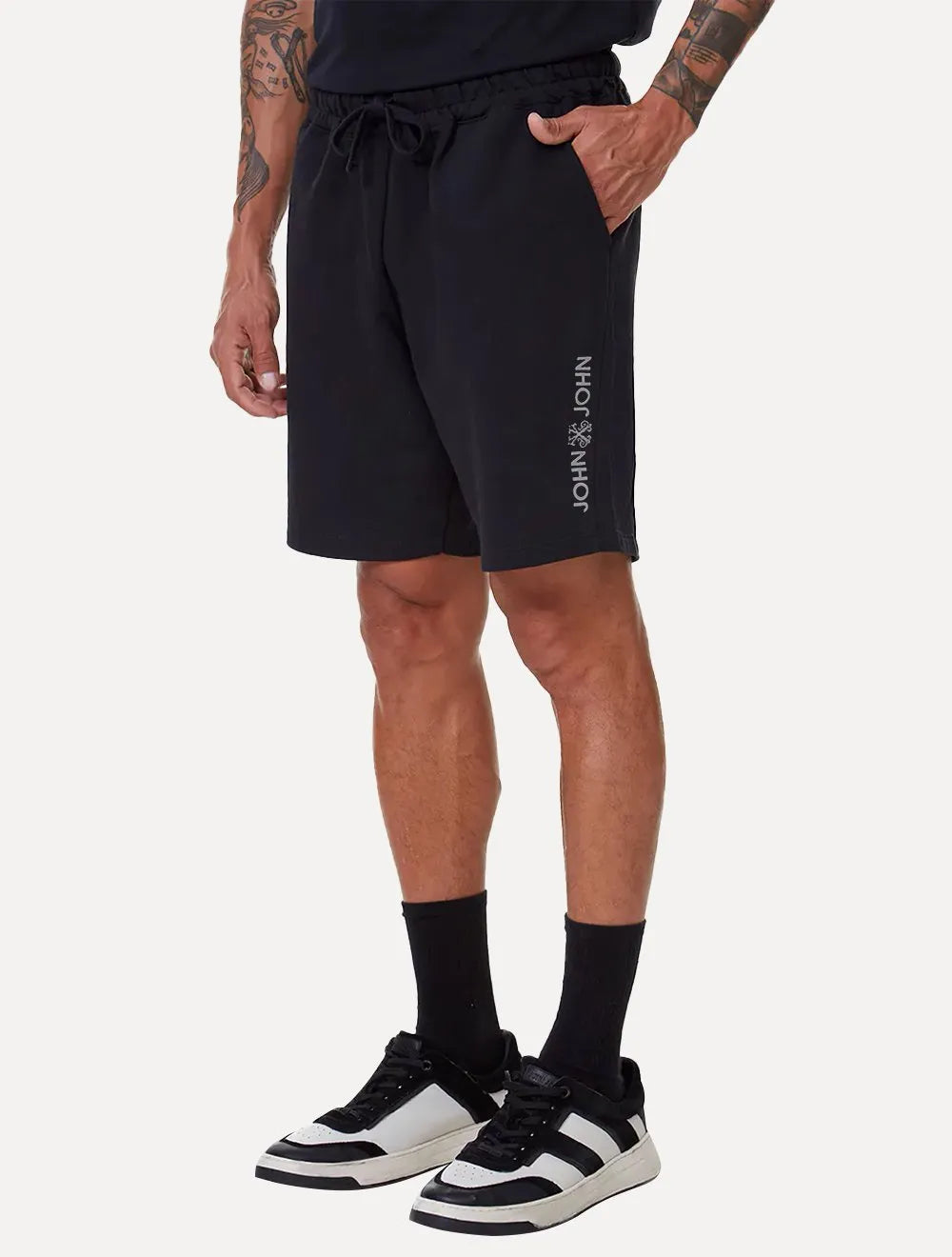 Bermuda John John Masculina Moletom New Basic Preta