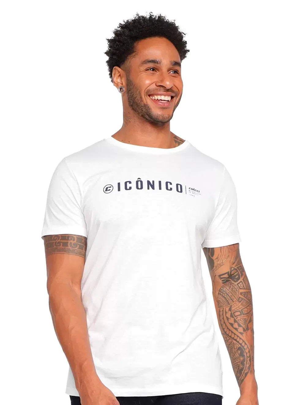 Camiseta Colcci Masculina Icônico Print Branca