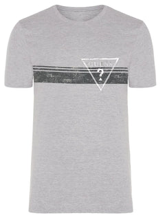 Camiseta Guess Masculina Grunge Sash Logo Cinza Mescla