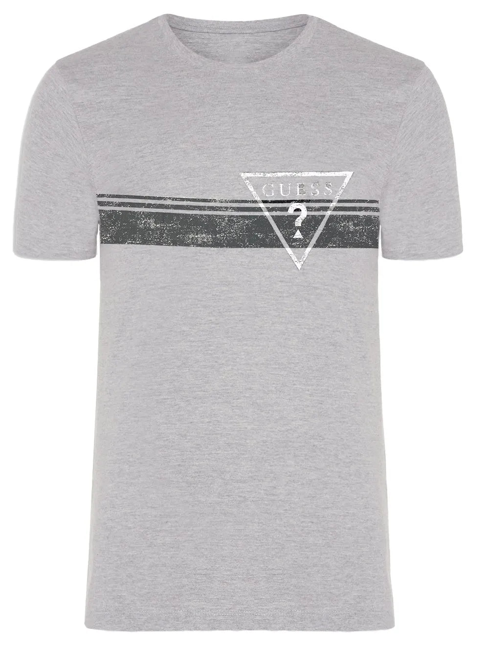 Camiseta Guess Masculina Grunge Sash Logo Cinza Mescla