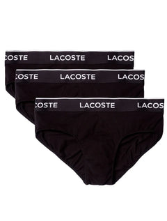 Cueca Lacoste Brief Slip Lettered Waist Preta Pack 3UN