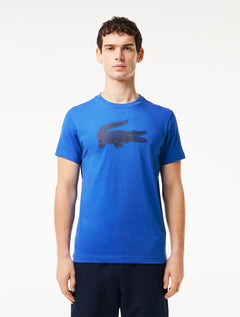 Camiseta Lacoste Masculina Jersey Sport 3D Logo Azul Cobalto