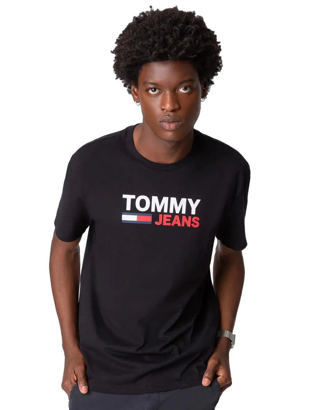 Camiseta Tommy Jeans Masculina Corp Logo Preta